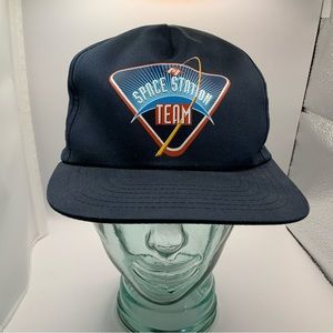 Space Station Team logo dark blue breathable adjustable hat
